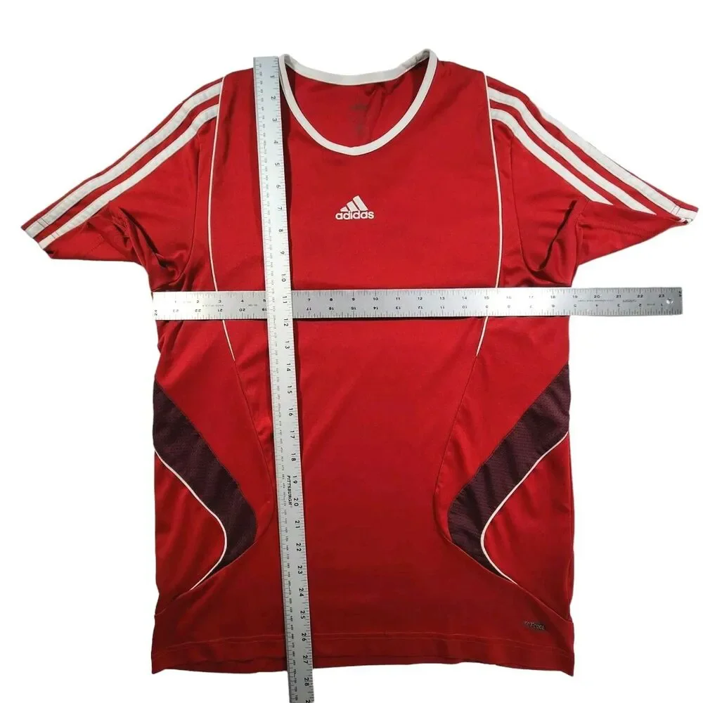 Adidas Youth Climacool Soccer Jersey Shirt Small (?) Red V-Neck Active 3 Stripes
